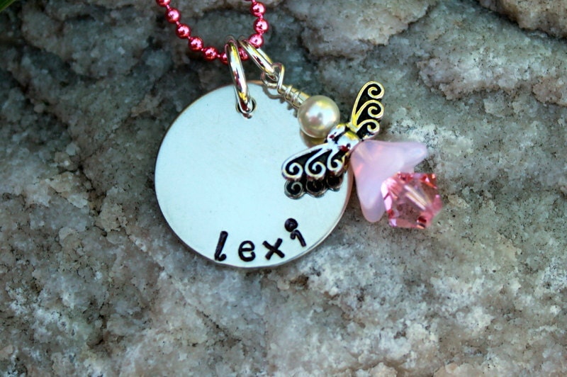 Little Girls Hand Stamped Fairy Necklace