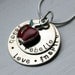 Hand Stamped Teacher Pendant with red apple charm