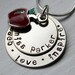 Hand Stamped Teacher Pendant with red apple charm