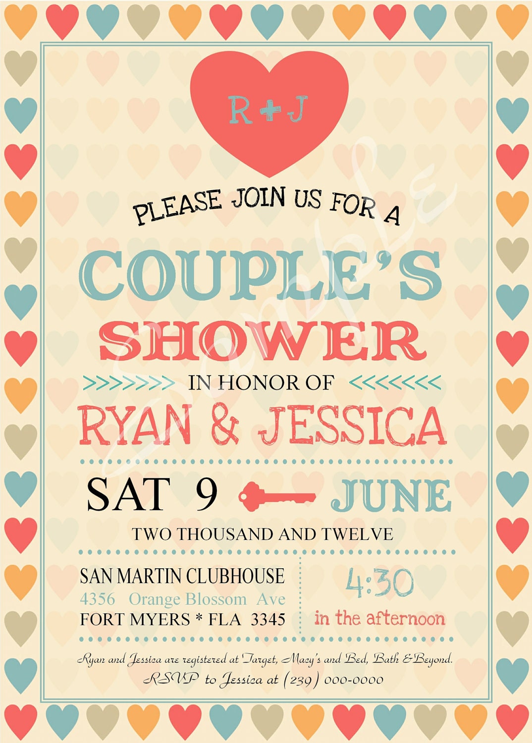 Vintage Wedding Shower, Couples Shower Invitation Jack and Jill