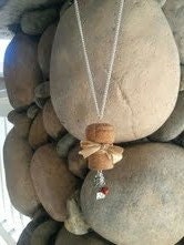 Wine cork charm necklace