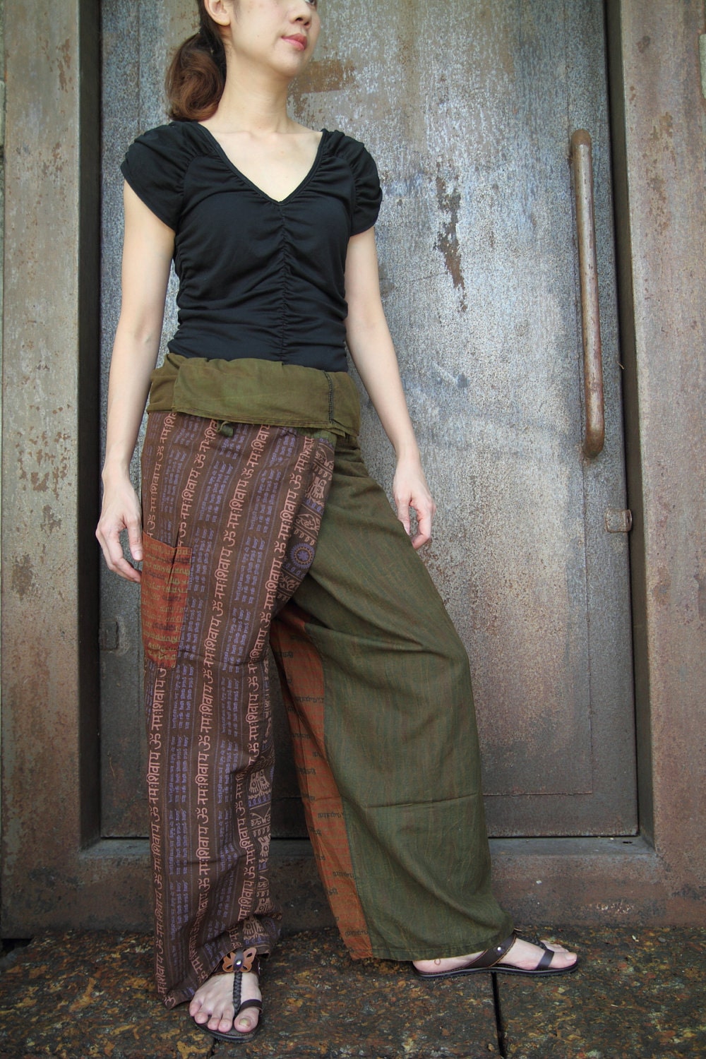 Thai Fisherman Pants,Unisex Pants ,Wide Leg Pants,Yoga Pants,Maternity Pants (Stone wash cotton)