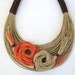 Natural and Orange Fiber Statement Necklace