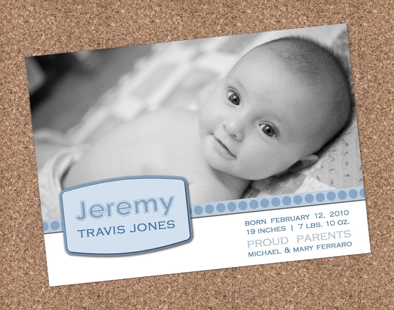 Custom Photo Birth Announcement - Jeremy