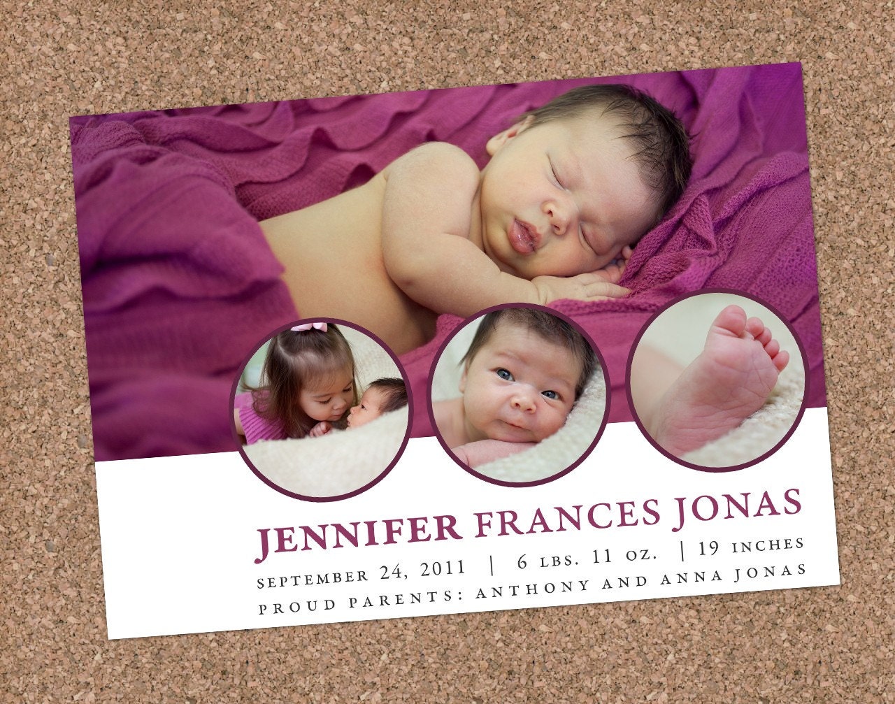 Custom Photo Birth Announcement - Jennifer