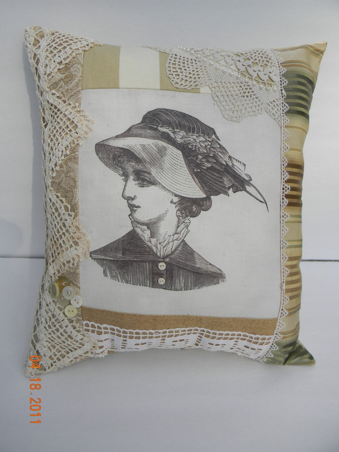 Vintage Lady in Hat Pillow