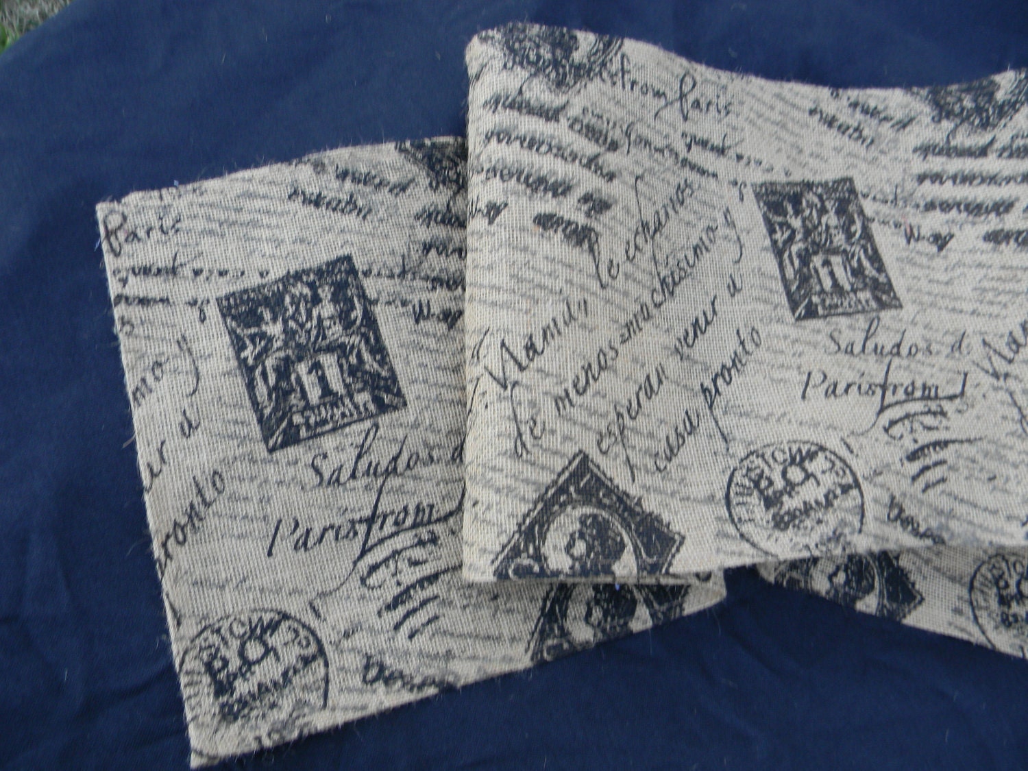 French Printed Burlap Table Runner