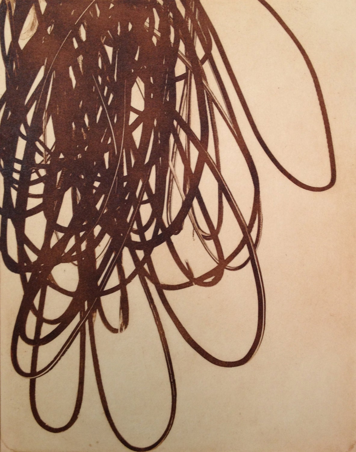Sale . Etching Print . Minimalist Home Decor:Searching (in Brown) . Print Size 13" x 17" ... Free Shipping