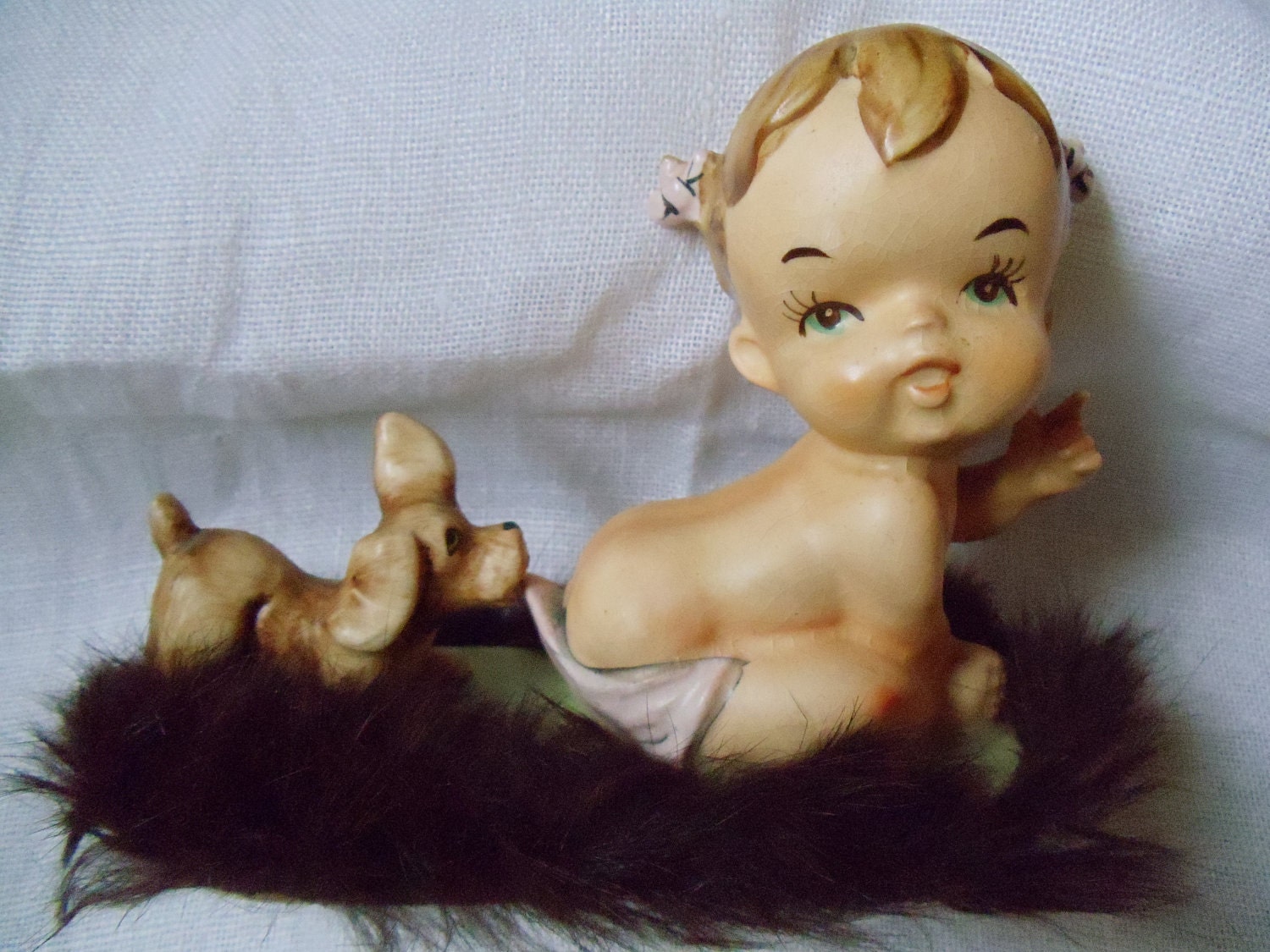 VINTAGE Baby Girl And Puppy Pandora Products Japan