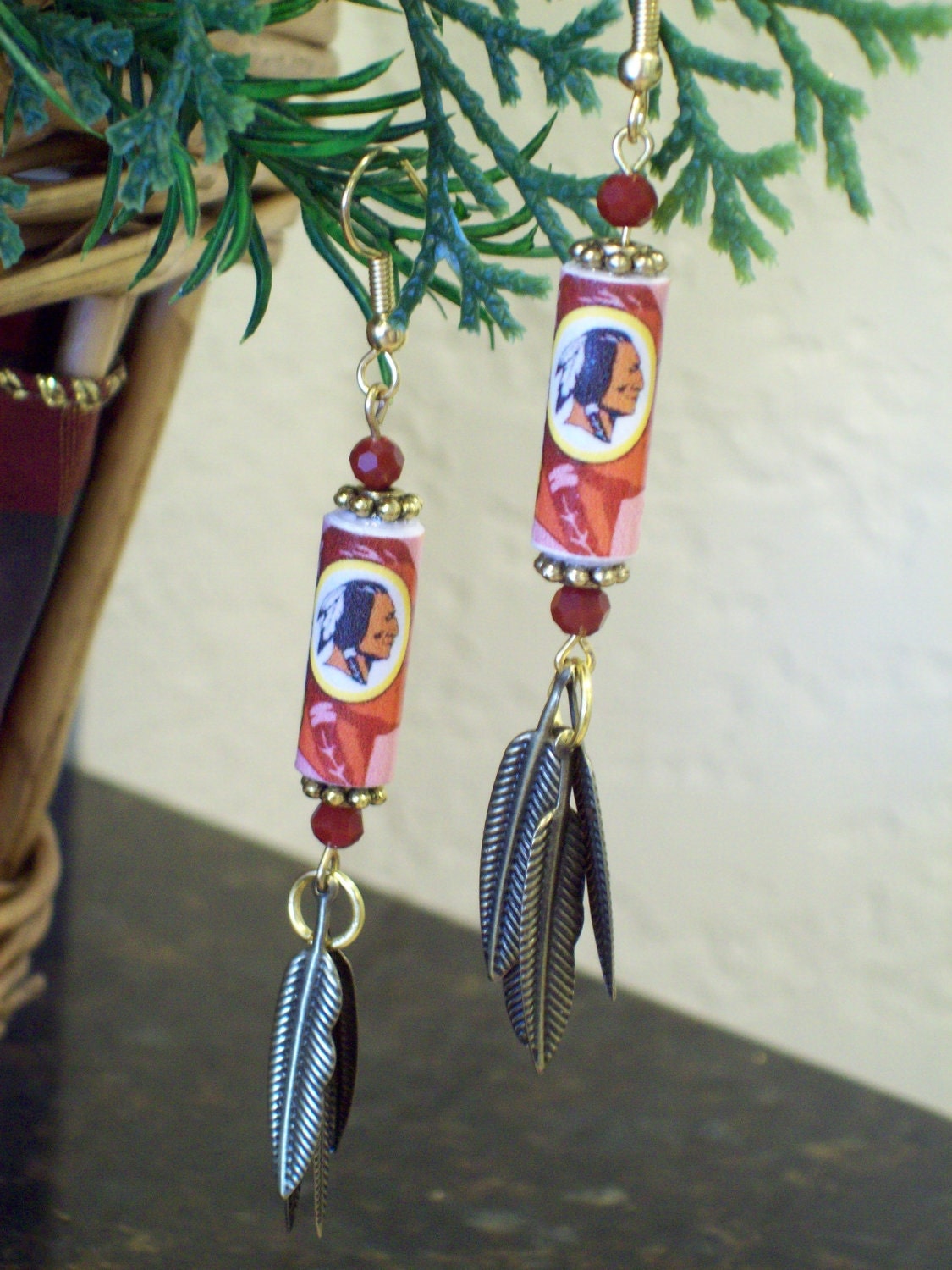 Washington Redskins Feather Earrings