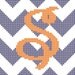 Chevron Style with Initial Cross Stitch Pattern 4" x 6" You choose the letter