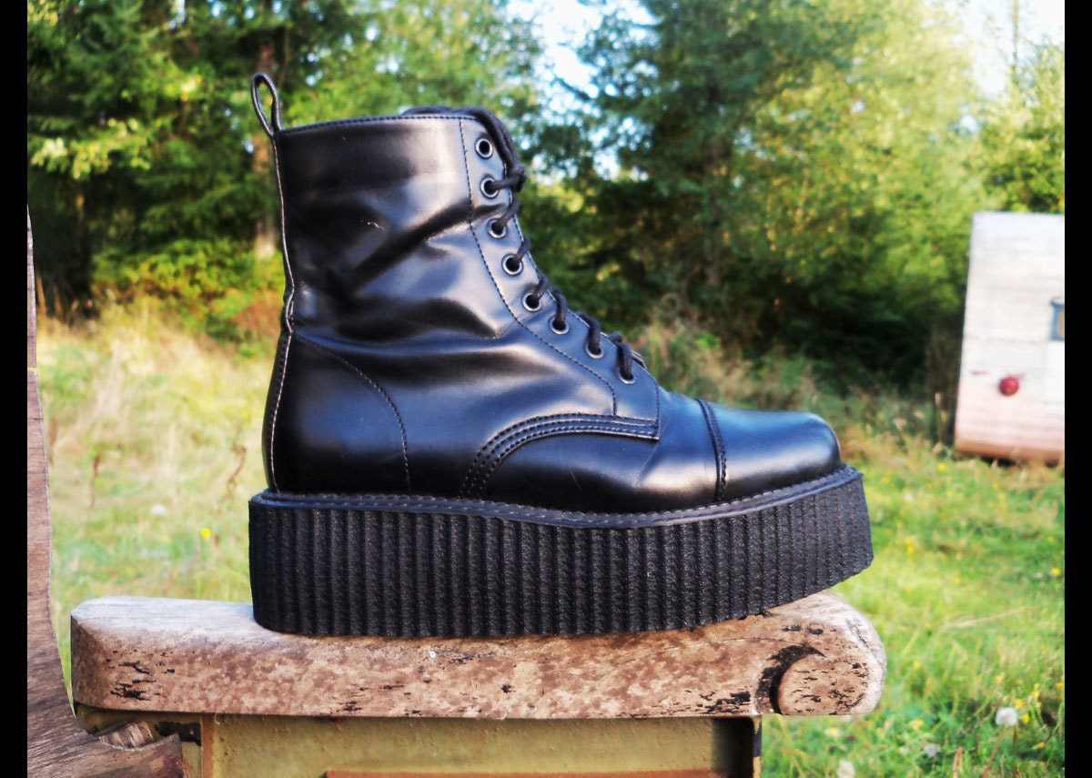 90s INSANE CREEPER Platform Combat Lace up Ankle Boot, Uk 4 Us 6
