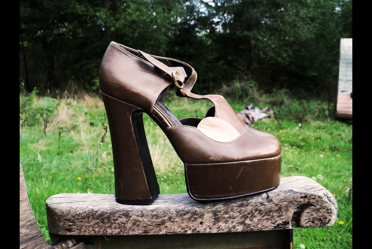 40s KILLER QUEEN Insane Platform Wedge Heels, Tiny fit size 5.5