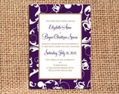 Purple and Tan Wedding Invitation Set