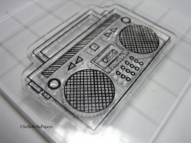 Boom Box Stamp Imaginisce Rubber Acrylic By ChellaBellaPapers