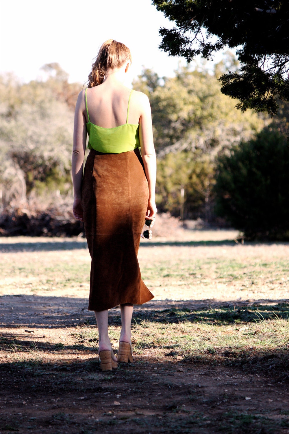 SALE - Long Suede Skirt