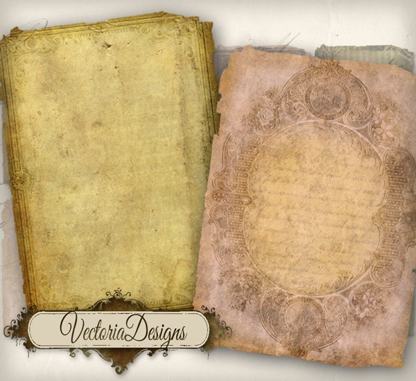 Tattered Paper 2 ATC digital background instant download printable collage sheet VD0030