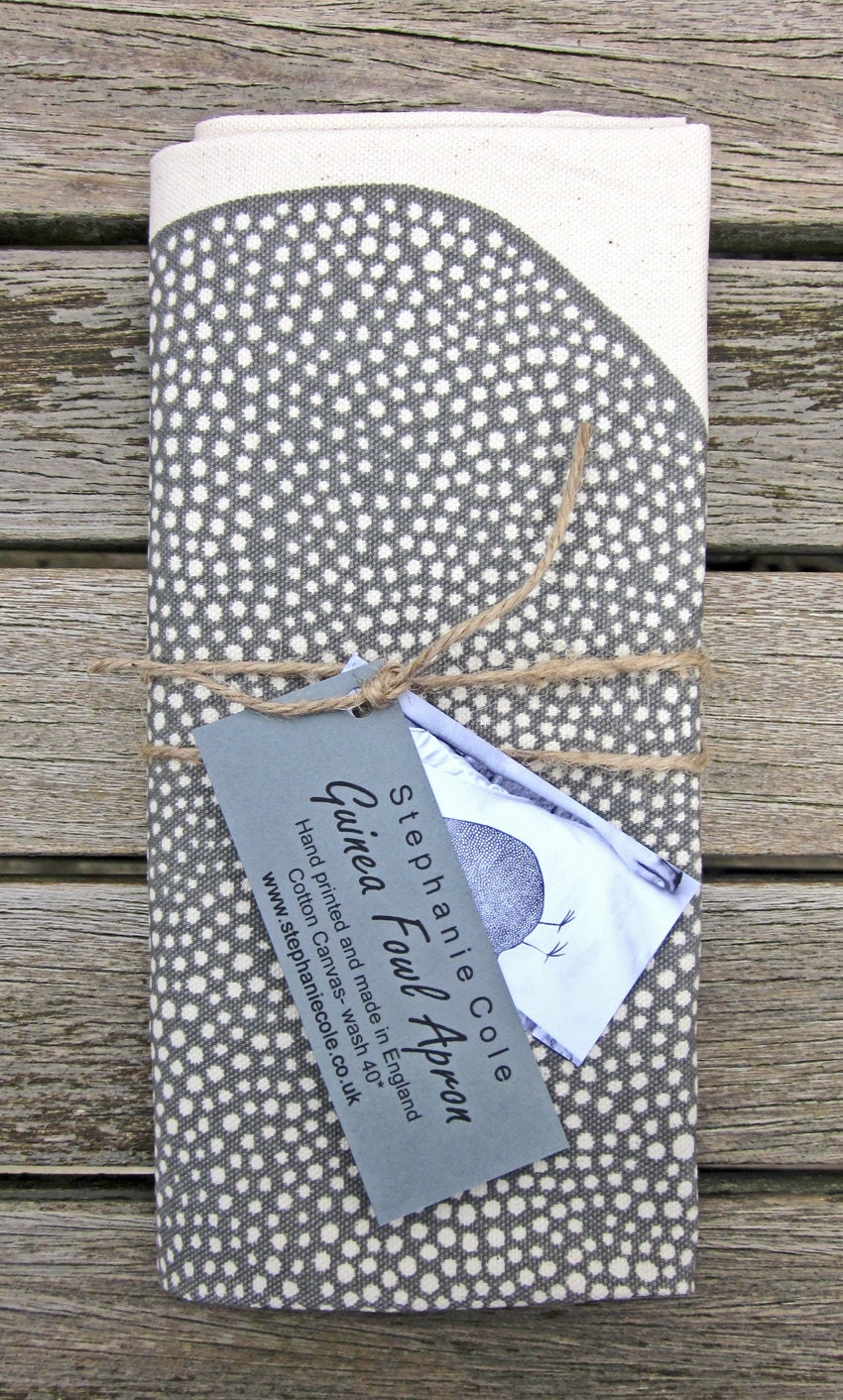 Hand Printed Guinea Fowl Apron