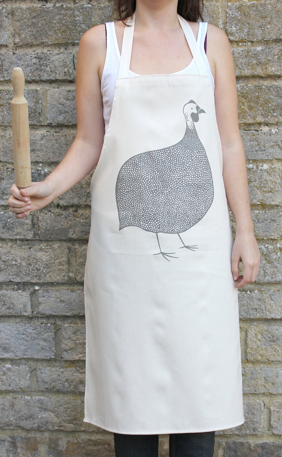 Hand Printed Guinea Fowl Apron
