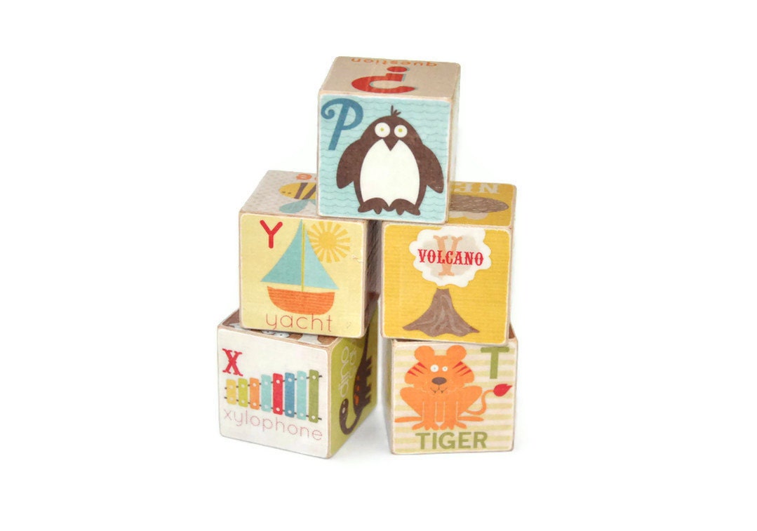 Boy Alphabet Soup Wooden Alphabet Blocks