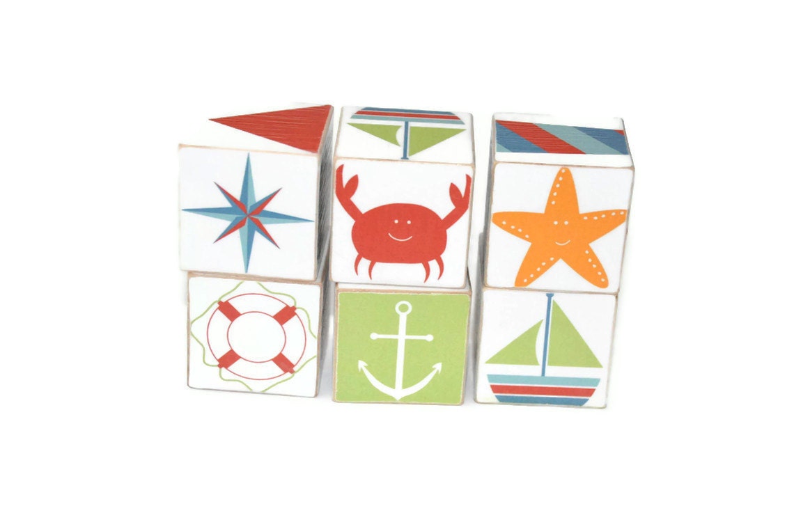 Nautical Wooden Blocks in Sherbet