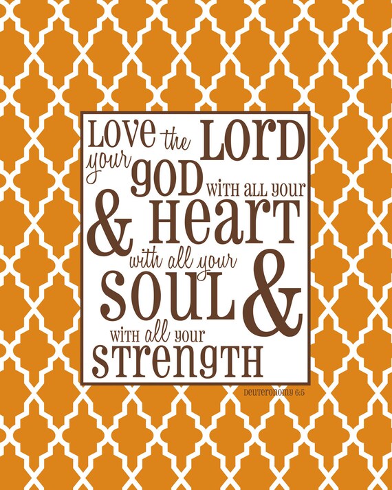 16x20 Deut. 6:5 Love the Lord Your God Orange and brown