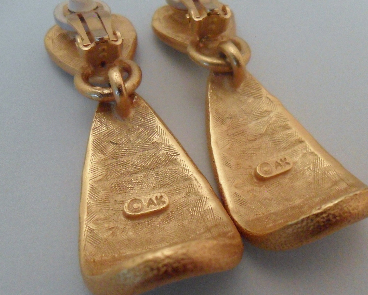 Anne Klein Gold Tone and Cream Enamel Dangle Clip On Earrings