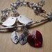 A Couple Birds in love personalized with initials and Swarovski Red Heart Crystal - - Silver or Gold Necklace, Valentine's Day Gift