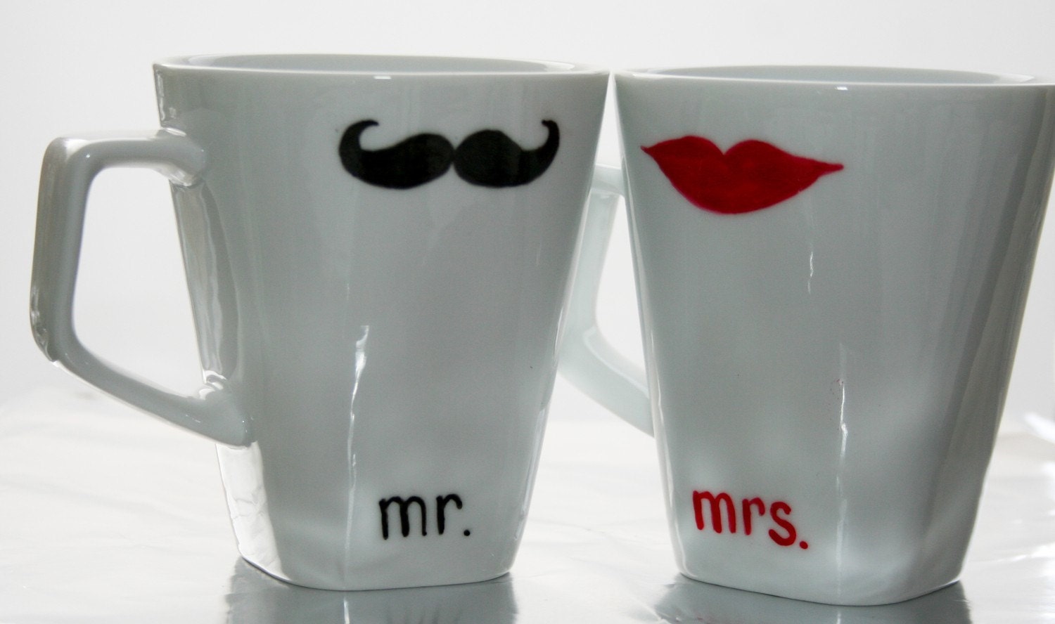 Mr. and Mrs. Mustache/Lips  Mugs