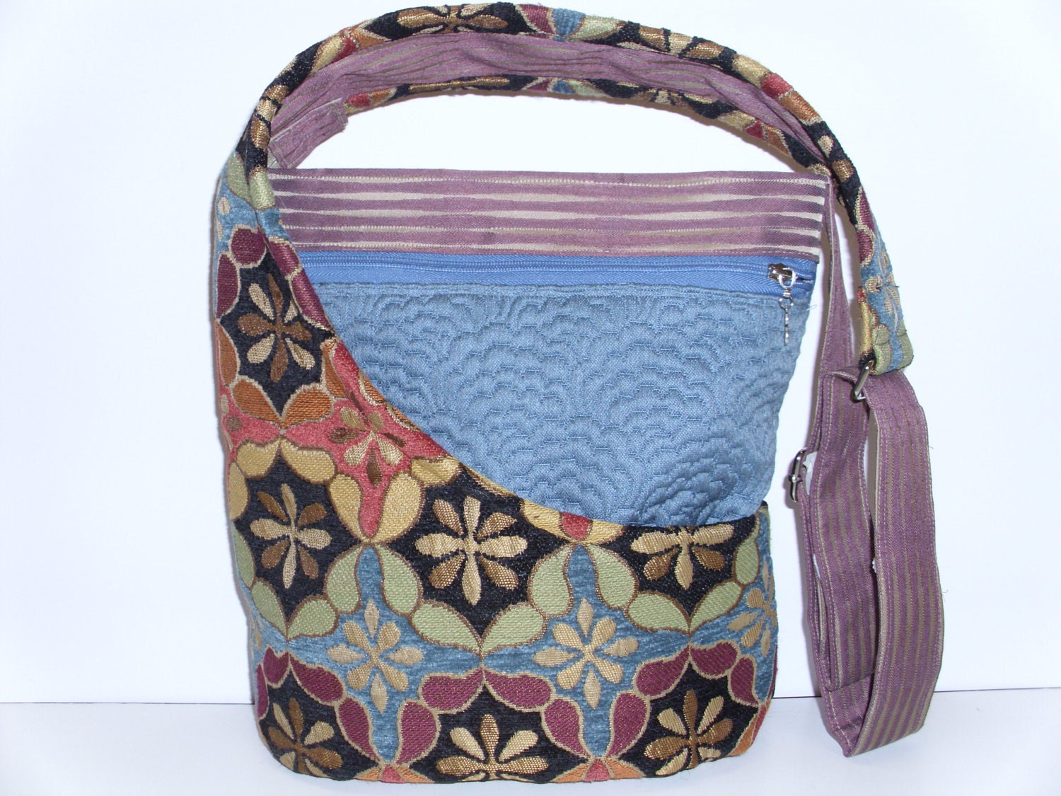 Cross Body Purse, Shoulder Bag, Black and Multi Colored