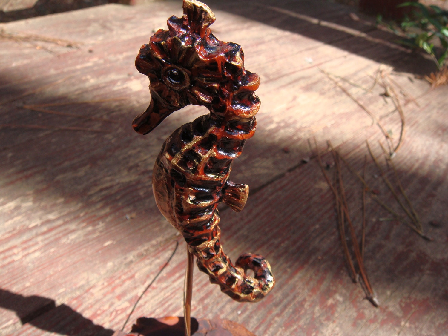 Hand carved wood Cedar  Seahorse