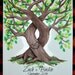 Wedding Tree Fingerprint Guestbook Alternative (Medium/Large, up to 160 Guests) 16 x 20 Painted Trees-in-Love on Canvas