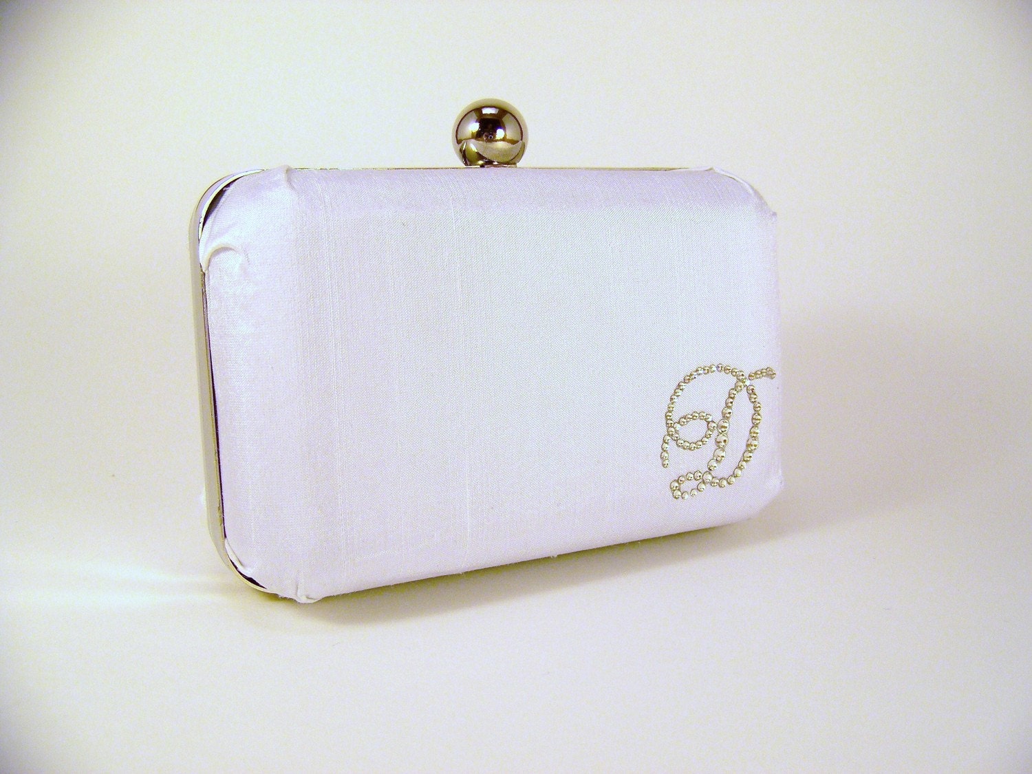 The Vivien Minaudiere in Silk Dupioni with Swarovski Monogram