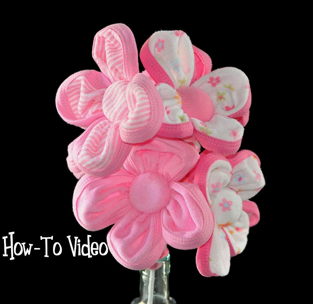 Baby Washcloth Flowers and Bouquet Diaper Cake Topper (SALE)