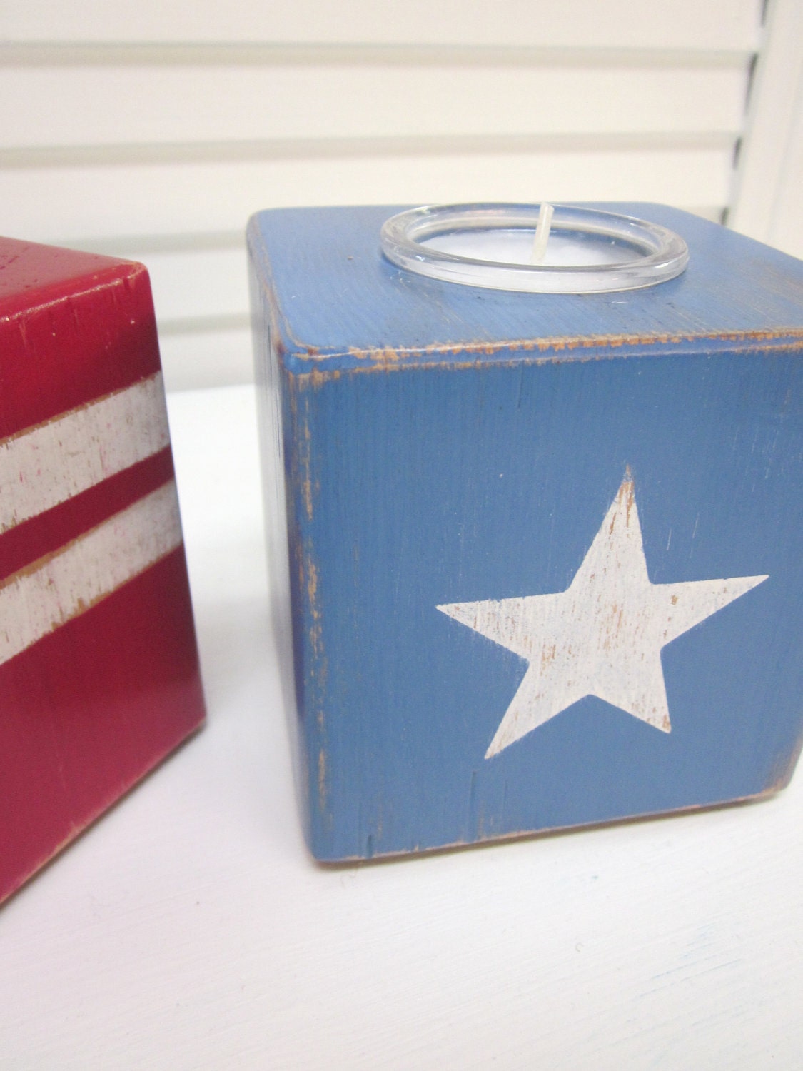 Americana, July 4th, Patriotic Stars and Stripes, Red White and Blue decor - 4th of July Candle