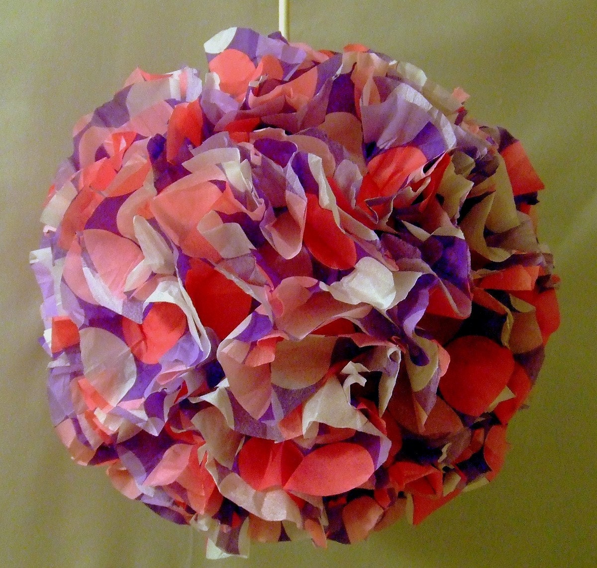 10" Purple pink white polkadot hanging lamp / Lantern