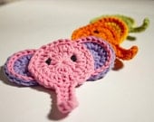 Instant Download - PDF Crochet Pattern - Elephant Applique - Text instructions and SYMBOL CHART instructions
