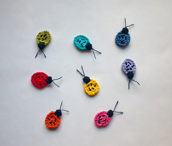 Instant Download - PDF Crochet Pattern - Ladybug Applique - Text instructions and SYMBOL CHART instructions