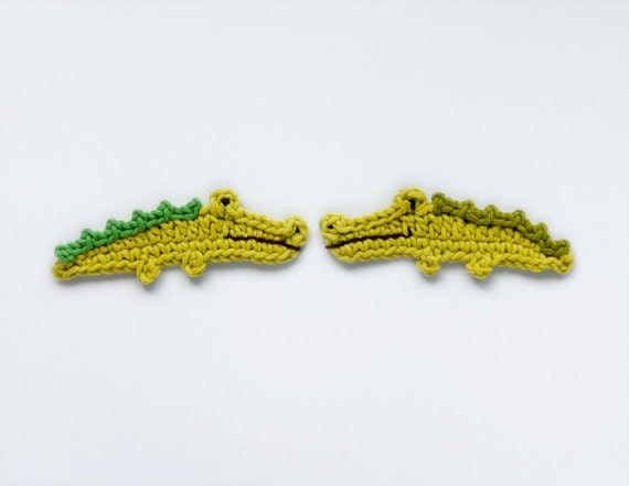 Instant Download - PDF Crochet Pattern - Crocodrile Applique - Text instructions and  SYMBOL CHART instructions