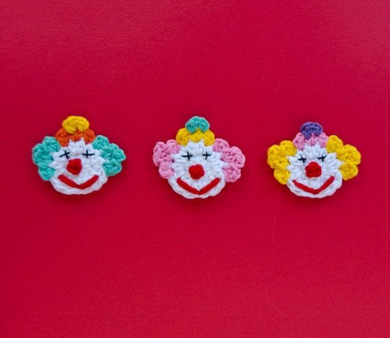 Instant Download - PDF Crochet Pattern - Clown Applique - Text instructions and SYMBOL CHART instructions
