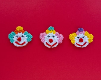 Instant Download - PDF Crochet Pattern - Clown Applique - Text instructions and SYMBOL CHART instructions