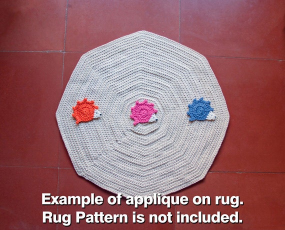 Instant Download - PDF Crochet Pattern - Hedgehog Applique - Text instructions and SYMBOL CHART instructions