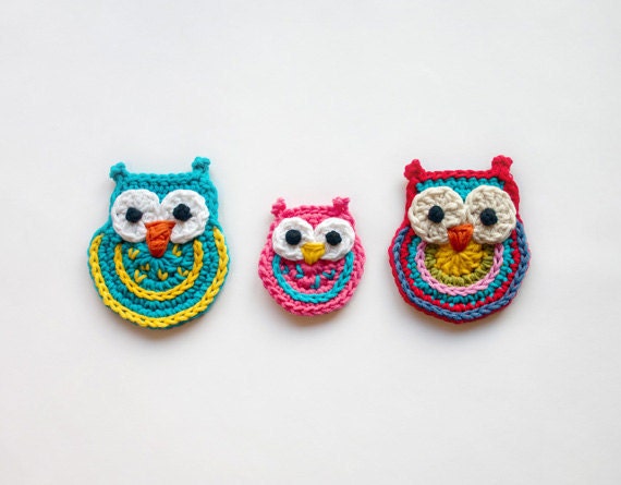 Instant Download - PDF Crochet Pattern - Colorful Owls (2 sizes, 2 style) - Text instructions and SYMBOL CHART instructions
