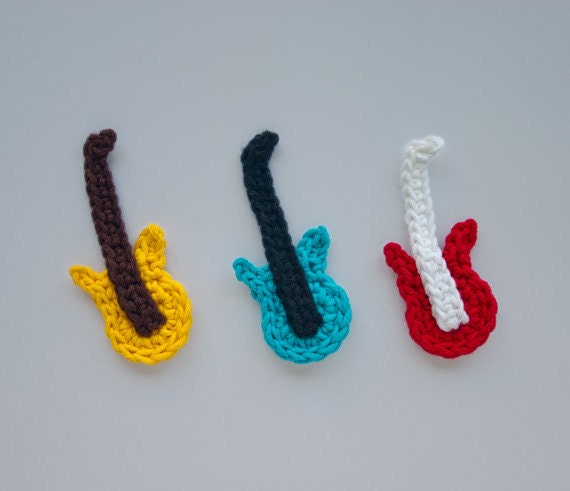 Instant Download - PDF Crochet Pattern - Electric Guitar Applique - Text instructions and SYMBOL CHART instructions