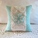 AQUA ROSE vintage chenille pillow cover