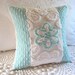 AQUA ROSE vintage chenille pillow cover