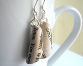 Shakespeare Earrings, Antony & Cleopatra,  Beaded Jewelry from Recycled Books