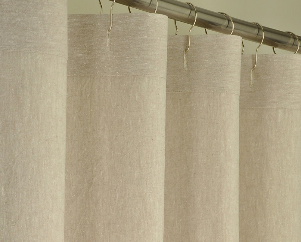 Washed Linen Shower Curtain in Beige - 72 x 72