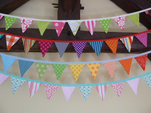 Fabric Bunting RAINBOW Banner in MINI size perfect to pop into a gift card or lovely to adorn an office desk as a surprise...