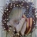 Americana Wreath, Patriotic Wreath, Burlap Bow. Rustic, Berries,Tea Stained Flag